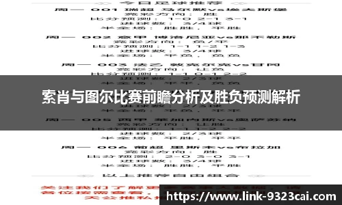 索肖与图尔比赛前瞻分析及胜负预测解析